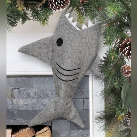 Shark Stocking Gift Novelty Christmas Holiday Festive Coastal Ocean - Picture 2 of 10